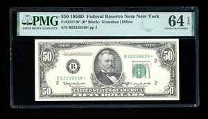 DBR 1950-D $50 FRN New York STAR Fr. 2111-B* PMG 64 EPQ Serial B02239339* - Picture 1 of 2