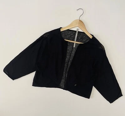 Cop. Cárdigan recortado negro para mujer Copine de lino y algodón mangas 3/4 ... - Imagen 1 de 4