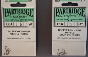 (2) PKGS of ARTRIDGE -  FLY  HOOKS-G3A SZ 16 & E1A SZ 14  / 5 OF EACH - Picture 1 of 2