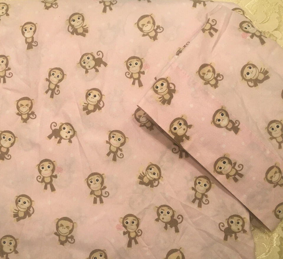 Juego de 2 fundas de almohada DIVATEX rosa MONOS GEMELOS SÁBANAS PLANAS ROPA DE CAMA para niñas Foto 1 de 4