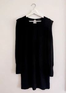 Black Wool Merino Dress  Women’s  Size L  Knitted Long Sleeve - Picture 1 of 12