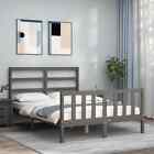 Bed Frame With Headboard Grey 4Ft6 Double Solid Wood L5r7