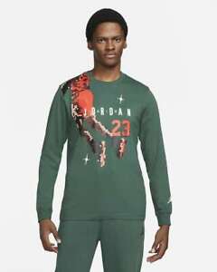 Nike Air Jordan Brand Holiday Long Sleeve T-Shirt Green DC9793-333 Men's NWT