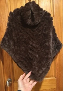 “Etcetera” Luxurious Brown Faux Fur Poncho - Picture 1 of 6