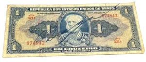 Republica Dos Estados Unidos Do Brasil 1 Um Cruzeiro Valor Recebido Brazil - Picture 1 of 2