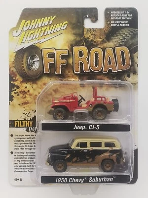 Johnny Lightning Off-Road Jeep CJ-5 1950 Chevy Suburban 2 Pack MT33 - Image 1 of 4