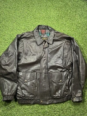 De Colección Eddie Bauer Estilo A2 Chaqueta de Cuero Abrigo Abombado Marrón Oscuro Para Hombres M Cordero Foto 1 de 4