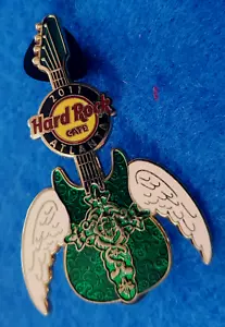 ATLANTA 2011 GREEN CHURCH CROSS WHITE ANGEL WINGS GUITAR #1 Hard Rock Cafe PIN - Picture 1 of 1