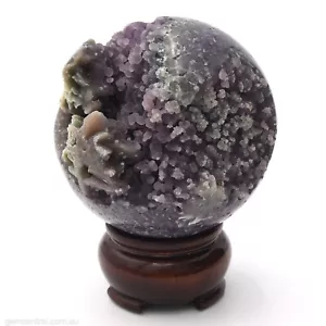 Sphere 65mm Grape Agate 330g Gemstone Crystal Ball Natural Mineral Inc Stand - Picture 1 of 8