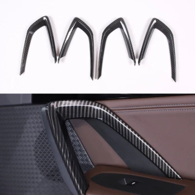 Tapicería de puerta interior ABS patrón de fibra de carbono para BMW X1 23-24 4 piezas Foto 1 de 4
