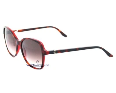 CARTIER Double C-Decor 56-18-140 MM Tortoiseshell Effect Sunglasses ESW00107 - Image 1 of 4