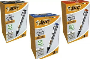 New BIC Permanent Marker Pens 2300 Thick Chisel Tip Marking Point Black Blue Red - Picture 1 of 10