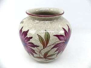 Schumann Porzellan Craquele Vase handbemalt Blumen Motiv - Bild 1 von 9
