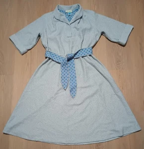 Vintage 50er 60er MS SUGAR puderblau Boucle Strick Tageskleid mit Gürtel L - Bild 1 von 9