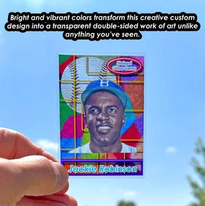 Custom Made Jackie Robinson Stained Glass Gems Transparent Double-Sided Art Card - Picture 1 of 2