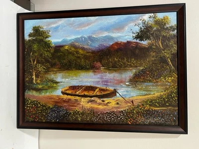 Vintage Original Oil Painting Beach Seascape Ocean Coastal Landscape Signed - Image 1 of 4