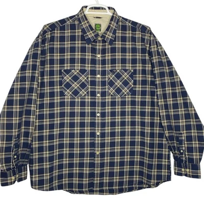 Camisa a Cuadros Timberland Para Hombre Azul Beige Algodón Abotonada Talla XXL 2XL Country Foto 1 de 4