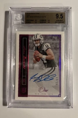2018 PANINI ONE SAM DARNOLD AUTO ROOKIE RC RED /15 JETS #87 BGS 9.5 / 10 AUTO - Image 1 of 2