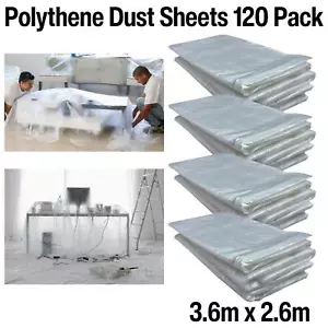 Polythene Dust Sheet 120 Pack Clear Cover Painting Decorating Furniture Plastic - Picture 1 of 9