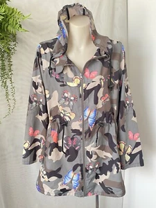 Colloseum Women's Rain Jacket S M hooded Wind Breaker Camouflage Butterflies - Picture 1 of 7
