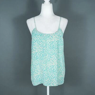 Blusa sin mangas Tucker de seda con estampado de guepardo turquesa/beige - TALLA XS Foto 1 de 4
