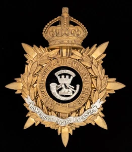 Kings Crown Somerset Light Infantry Blue Cloth Officers Helmet Plate - Bild 1 von 1