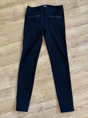 PAIGE NUEVO! Pantalones elásticos tejidos ROSALIND Ponte negros con bolsillos ribeteados de cuero 27  Foto 1 de 4