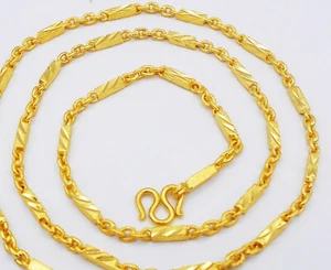 22K 23K 24K THAI YELLOW GOLD GP Filled NECKLACE 24 Inch 30 Gram 3 MM Jewelry - Picture 1 of 6