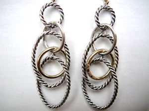 DAVID YURMAN 18K GOLD SS MOBILE DANGLE EARRINGS - Picture 1 of 3