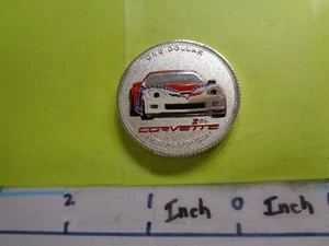 2008 CORVETTE RED WHITE Z06 LIGHT-UP COLORIZED GM 100TH ANN ZINC SILVER COIN #A - Picture 1 of 3