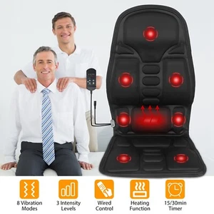 8 Modes Massage Seat Cushion Heated Back Neck Body Massager Chair For Home & Car - Picture 1 of 10