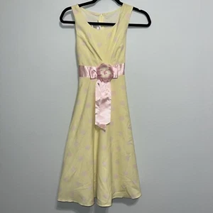 Girls Size 14Bonnie Jean Yellow Dress With Pink Polka Dots Summer Dress - Picture 1 of 6