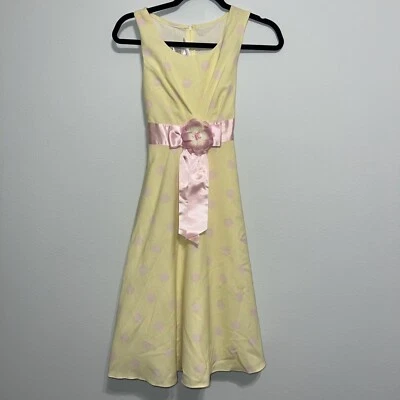 Girls Size 14Bonnie Jean Yellow Dress With Pink Polka Dots Summer Dress - Image 1 of 4
