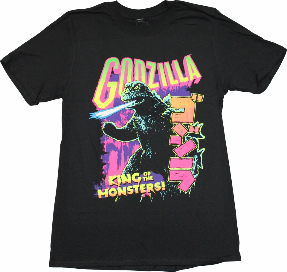 Godzilla New Adult T-Shirt - King of Monsters Neon Style - Image 1 of 1