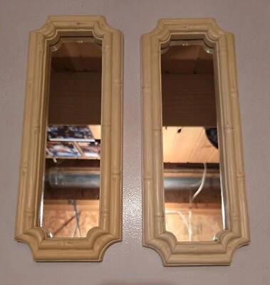 PAIR OF VINTAGE HOMCO HOME INTERIOR WALL MIRRORS - Off White - Image 1 of 4