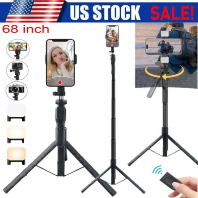 Portable 68" Wireless Remote Selfie Stick Tripod Phone Stand For iPhone Camera - Image 1 of 4