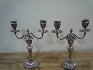 EUC ~ Marked Vintage Tiffany & Co Three Arm Convertible Silverplated Candelabras - Picture 1 of 11
