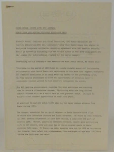 David Bowie Press Release Original Vintage EMI Capitol Liberty January 1983 - Foto 1 di 12
