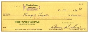 HANK SNOW Signed AUTOGRAPH on $10000 BANK CHECK to EVANGEL TEMPLE Nashville - Picture 1 of 2