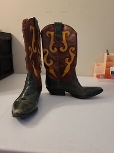 Vintage Nine West Brown And Green Cowboy Boots Size 7.5