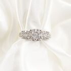 14K White Gold Three Halo Engagement Ring With Natural Diamonds (.75 CTW) Size 7