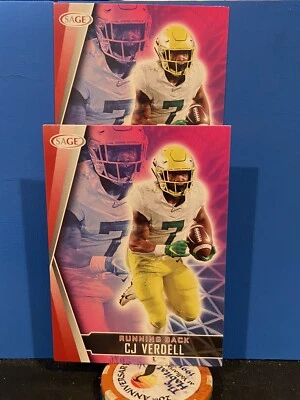 TWO 2022 Sage High Series Football Base Red #172 CJ Verdell - Oregon Ducks - Image 1 of 2