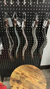HKM Browband w bling Snaps on Havana Leather Interchangeable w any bridle FULL - Picture 1 of 7