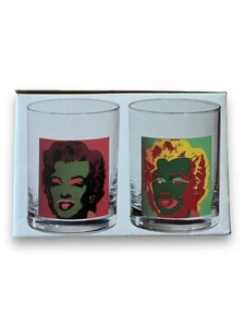 Vintage 1997 Andy Warhol Marilyn Monroe Set 4 Old Fashioned Whiskey Glasses Art - Picture 1 of 16