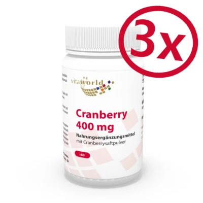 Pack di 3 Mirtillo Rosso 400mg 180 Capsule Vita World farmacia in Germania