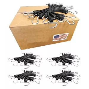USA 50 Pack Heavy Duty 15" EPDM Rubber Tarp-Strap Tie Down Bungee Cord w/ S Hook - Picture 1 of 7