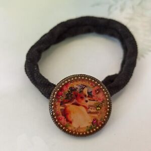 Michal Negrin Dog Hair Band Brooch Pin/Snap Pendant Round Head Jewelry Gift B0x