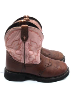 Justin Gypsy Boots Womens 8.5B Gemma Short Cowboy Western Brown Pink Leather - Picture 1 of 7