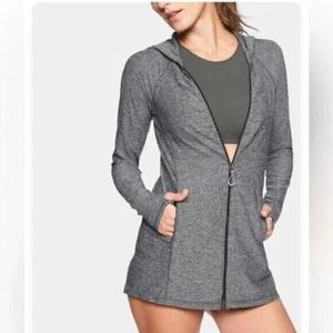 Athleta Vitamin Sea Full Zip Up Hoodie Jacket Heathered Black Gray Size S - Picture 1 of 8