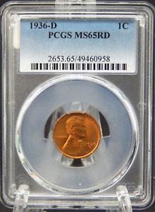 1936-D PCGS MS65 RD RED Lincoln Wheat Back CENT #BT-90